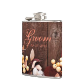 Groom Whiskey Flask Katoen Tak op Donker Hout Ste Heupfles (Links)