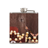 Groom Whiskey Flask Katoen Tak op Donker Hout Ste Heupfles (Achterkant)