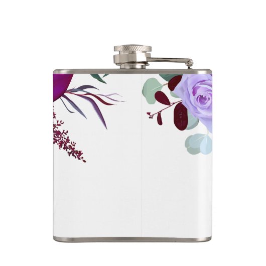 Groom Whiskey Flask Lavendel Hibiscus op Wit Heupfles (Achterkant)