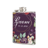 Groom Whiskey Flask Plum Paarse Rozen Gouden Geome Heupfles (Links)