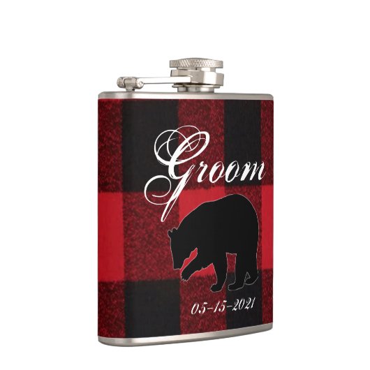 Groom Whiskey Flask Rood Buffel Plaid Beer Zwart Heupfles (Rechts)