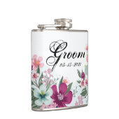 Groom Whiskey Flask Tropische Bloemen op Blue Ombr Heupfles (Rechts)