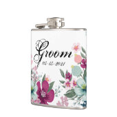 Groom Whiskey Flask Tropische Bloemen op Wit Heupfles (Links)