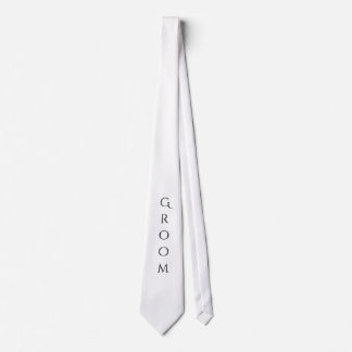 Groom White Modern Typografie voor hem Stropdas