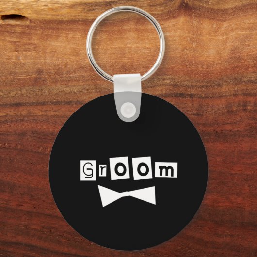 Groom White op zwart Sleutelhanger (Voorkant)