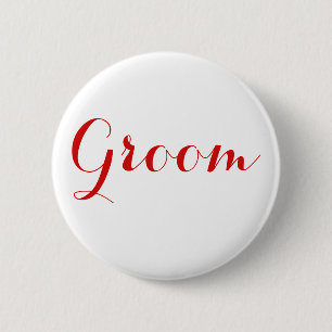 Groom White Red Wedding Team Ronde Button 5,7 Cm