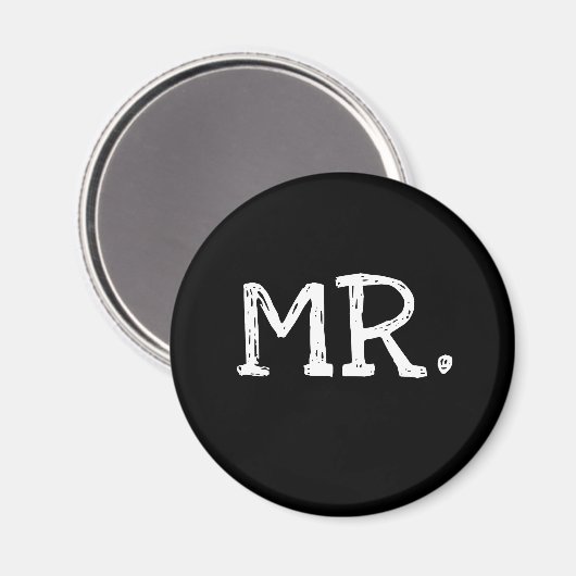 Groom White Text Mr. Magneet (Voorkant / Achterkant)