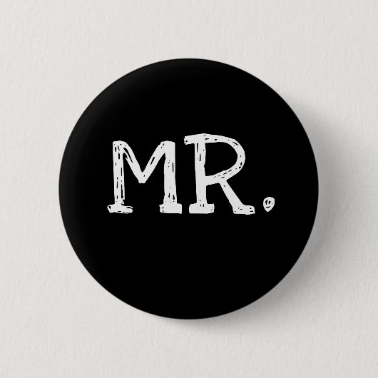 Groom White Text Mr. Ronde Button 5,7 Cm (Voorkant)