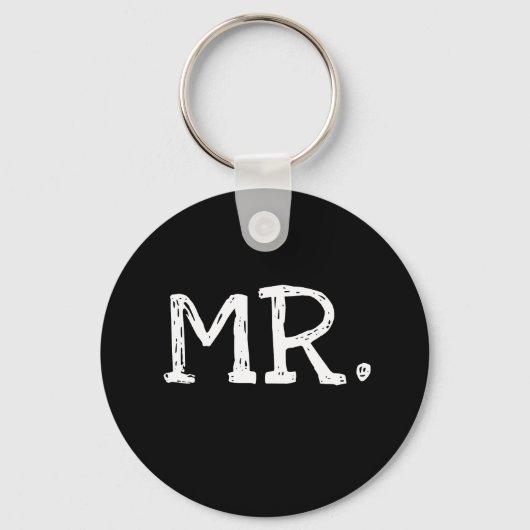 Groom White Text Mr. Sleutelhanger (Voorkant)