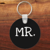 Groom White Text Mr. Sleutelhanger (Voorkant)