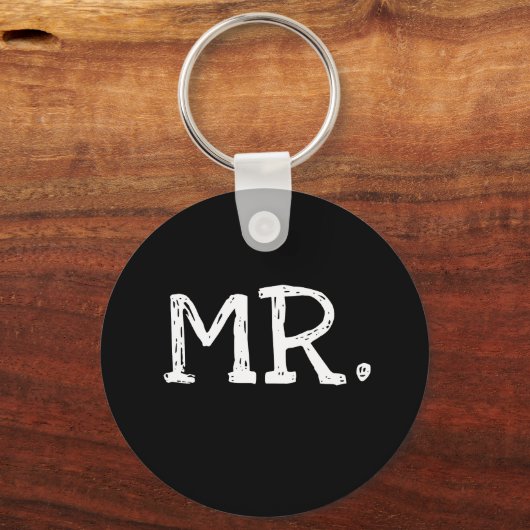 Groom White Text Mr. Sleutelhanger (Voorkant)