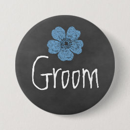Groom Wild Blue Rozen Chalkboard Ronde Button 7,6 Cm