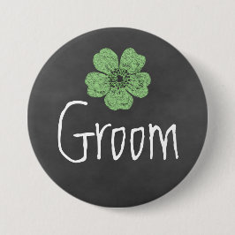 Groom Wild Green Rozen Chalkboard Ronde Button 7,6 Cm