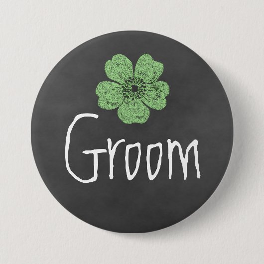 Groom Wild Green Rozen Chalkboard Ronde Button 7,6 Cm (Voorkant)
