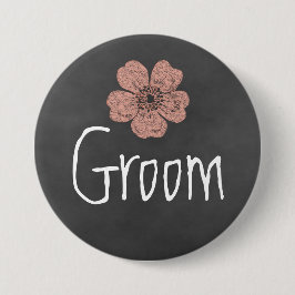 Groom Wild Peach Rozen Chalkboard Ronde Button 7,6 Cm