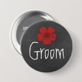Groom Wild Red Roses Chalkboard Ronde Button 7,6 Cm (Voorkant /achterkant)