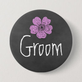 Groom Wild Roses Chalkboard Ronde Button 7,6 Cm
