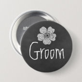 Groom Wild White Roses Chalkboard Ronde Button 7,6 Cm (Voorkant /achterkant)