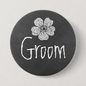 Groom Wild White Roses Chalkboard Ronde Button 7,6 Cm (Voorkant)