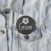 Groom Wild White Roses Chalkboard Ronde Button 7,6 Cm (In situ)