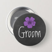 Groom Wilde Paarse Rozen Chalkboard Ronde Button 7,6 Cm (Voorkant /achterkant)