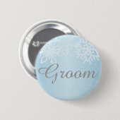 Groom Winter Snowflakes Ronde Button 5,7 Cm (Voorkant /achterkant)