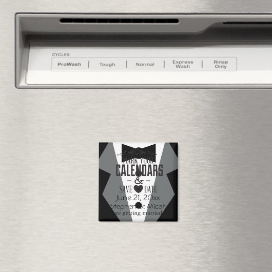 Groom Zwart Stropdas Tuxedo Sla de datum op Magneet (Insitu (Vaatwasser))