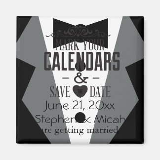 Groom Zwart Stropdas Tuxedo Sla de datum op Magneet