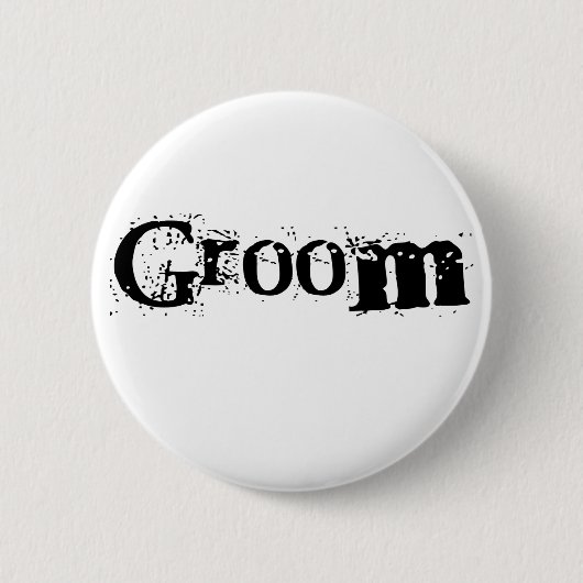 Groom zwarte tekst ronde button 5,7 cm (Voorkant)