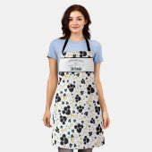 GROOMED MET LOVE Paw Print Pattern Dog Groomer Schort (Gedragen)