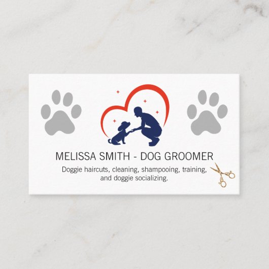 Groomer Care Logo | Dog Paw Visitekaartje (Voorkant)