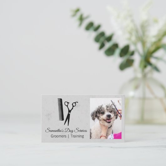 Groomer Cutting Dog Hair Visitekaartje (Staand voorkant)