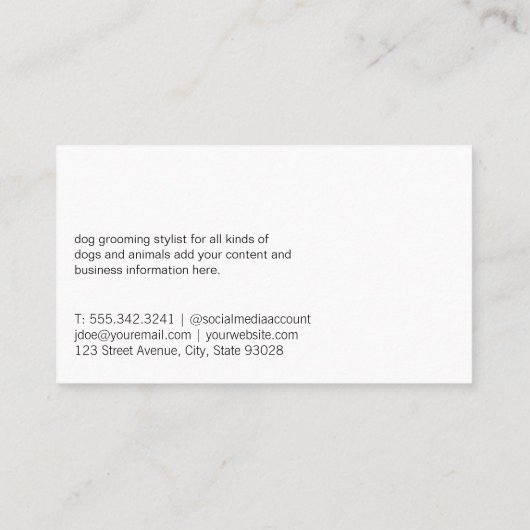 Groomer Cutting Dog Hair Visitekaartje (Achterkant)