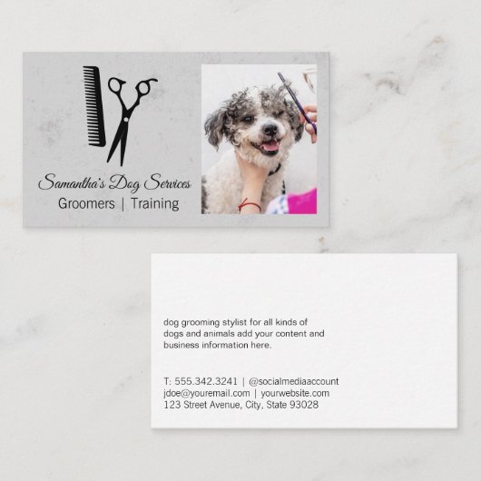 Groomer Cutting Dog Hair Visitekaartje (Voorkant / Achterkant)