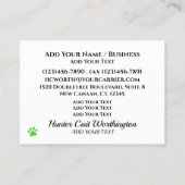 Groomer, Dog Walker, Dierenarts, enz. Visitekaartje (Achterkant)