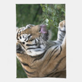 Grooming tijger theedoek (Verticaal)
