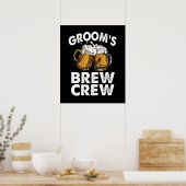 Groom's Brew Crew Funny Groomsmen Bachelor Party Poster (Keuken)