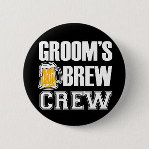 Groom's Brew Crew Groomsmen knop Ronde Button 5,7 Cm