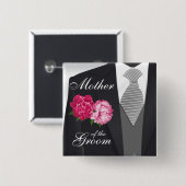 Groom's Bridal Party - Roze bloemen Vierkante Button 5,1 Cm (Voorkant /achterkant)