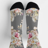 Grooms Bruiloft Bloemen Boeket Patroon op Grijs Sokken (Top)