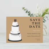 Grooms-bruiloft Cake Camel Brown LGBTQ Save The Date (Staand voorkant)