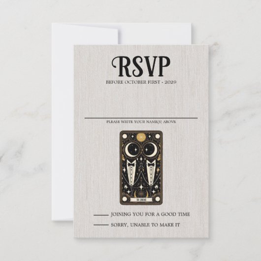 Grooms Bruiloft Tarot RSVP Kaartje (Voorkant)