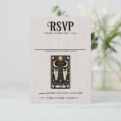 Grooms Bruiloft Tarot RSVP Kaartje (Staand voorkant)
