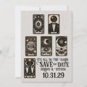 Grooms Bruiloft Tarot Save The Date (Voorkant)