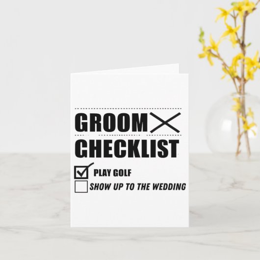 Groom's Checklist Golf Wedding - Grappig Bachelor  Kaart (Gele Bloem)