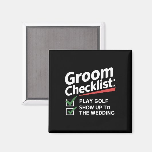 Groom's Checklist Golf Wedding - Grappig Bachelor  Magneet (Voorkant / Achterkant)