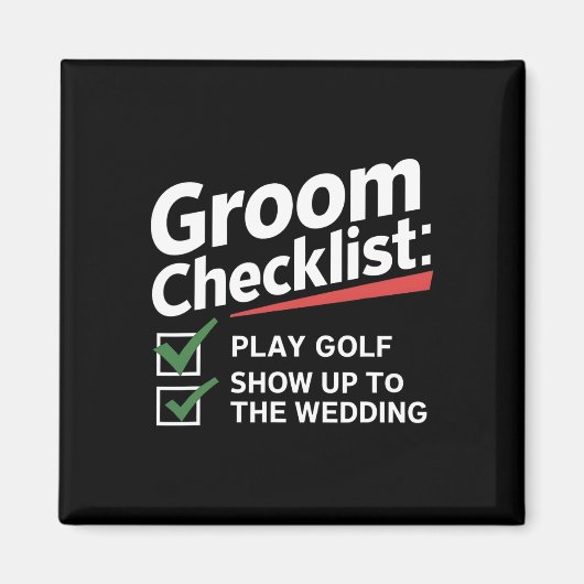 Groom's Checklist Golf Wedding - Grappig Bachelor  Magneet (Voorkant)