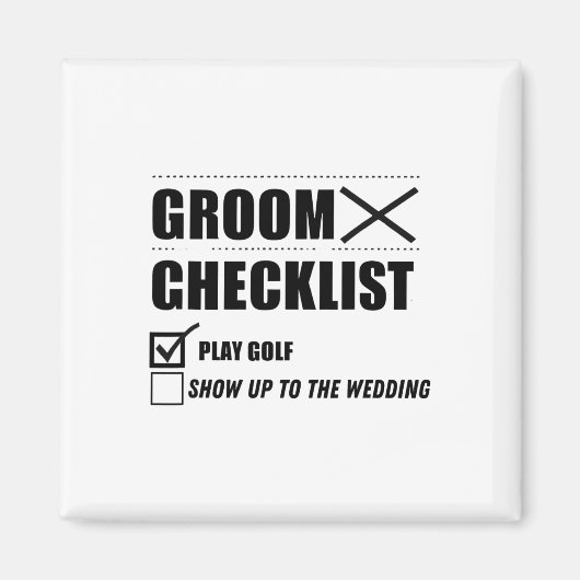 Groom's Checklist Golf Wedding - Grappig Bachelor  Magneet (Voorkant)