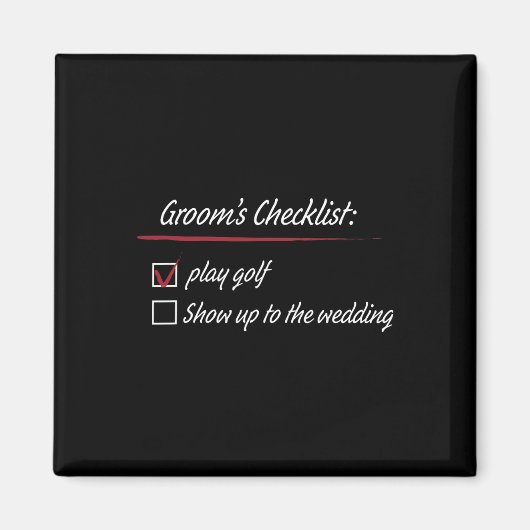 Groom's Checklist Golf Wedding  Magneet (Voorkant)