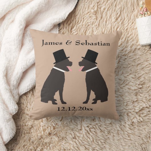 Grooms Choc labradors Personalized Gay Weddenschap Kussen (Deken)